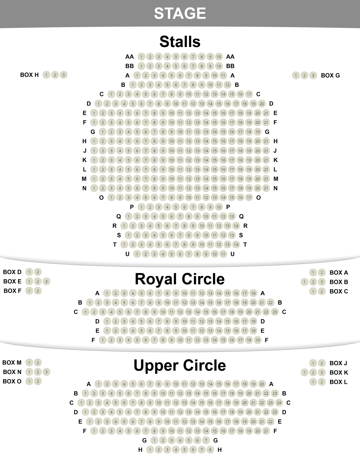 Duke of York's seating plan